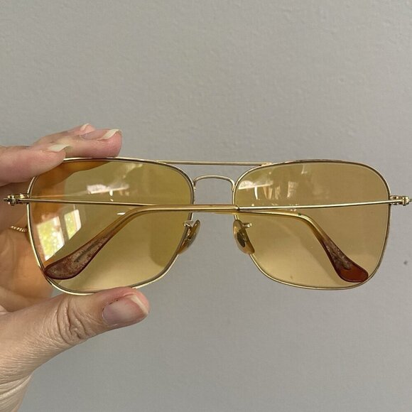Vintage 60s/70s Bausch & Lomb Ambermatic Yellow Sunglasses - 58mm, etched lenses - Picture 12 of 14